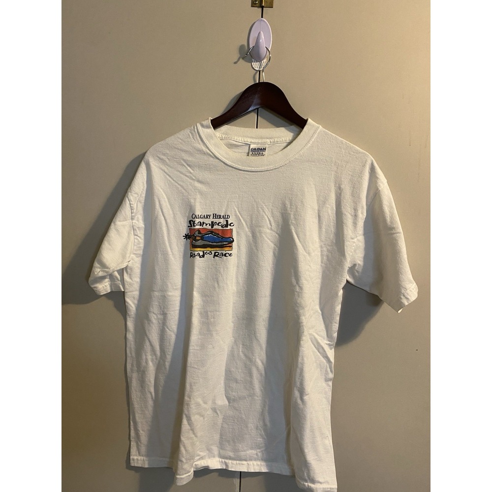 Vintage 2002 Calgary Herald 10k Road Race T Shirt Mens L Stampede Sponsor Tee